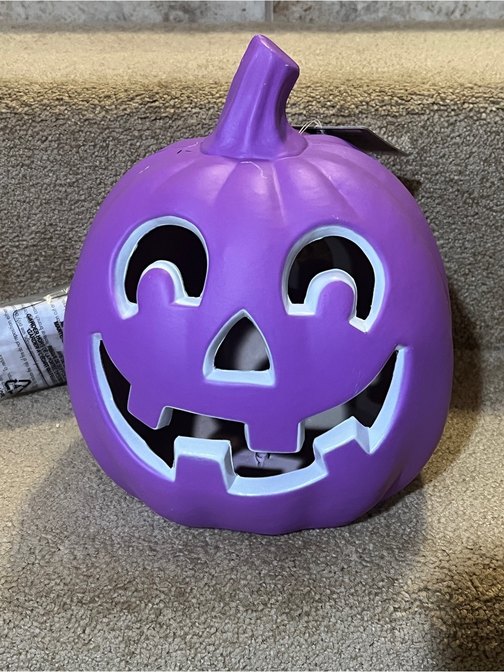 Blow Mold Plastic Light-Up Purple Pumpkin Halloween Decoration Plug in New
